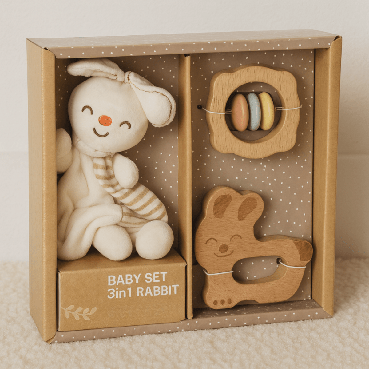 3‑in‑1 Kraamcadeau Set | Konijnenthema | Origineel Cadeau voor Baby - Baby Doo