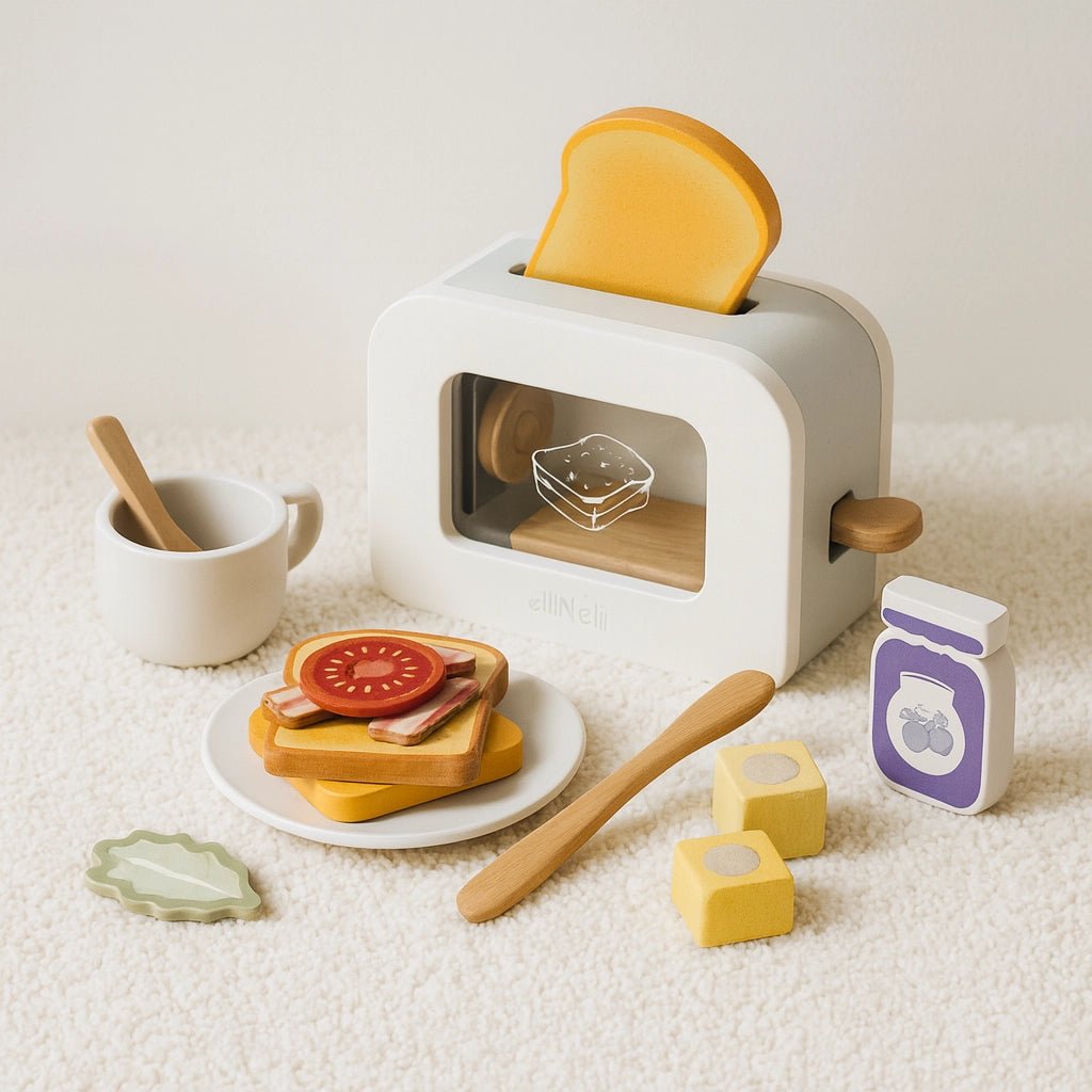 Houten Broodrooster Set | Speelgoed Keuken Accessoires voor Kinderen - Baby Doo
