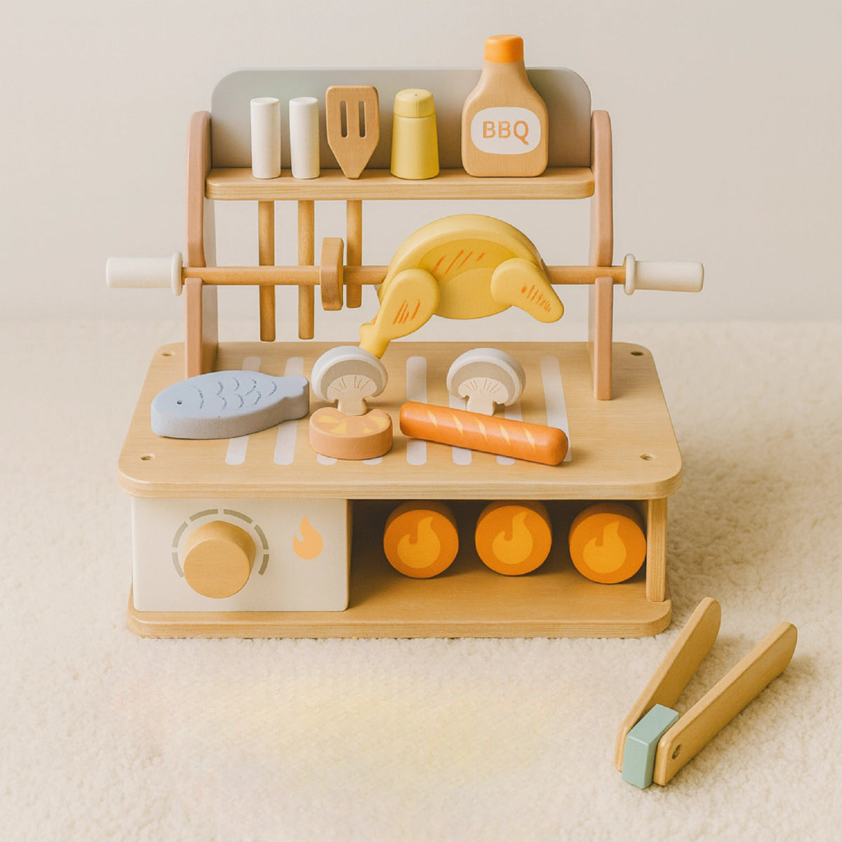 Houten Grillset Kind | Speelgoed Keuken Accessoires | Speelkeuken BBQ - Baby Doo