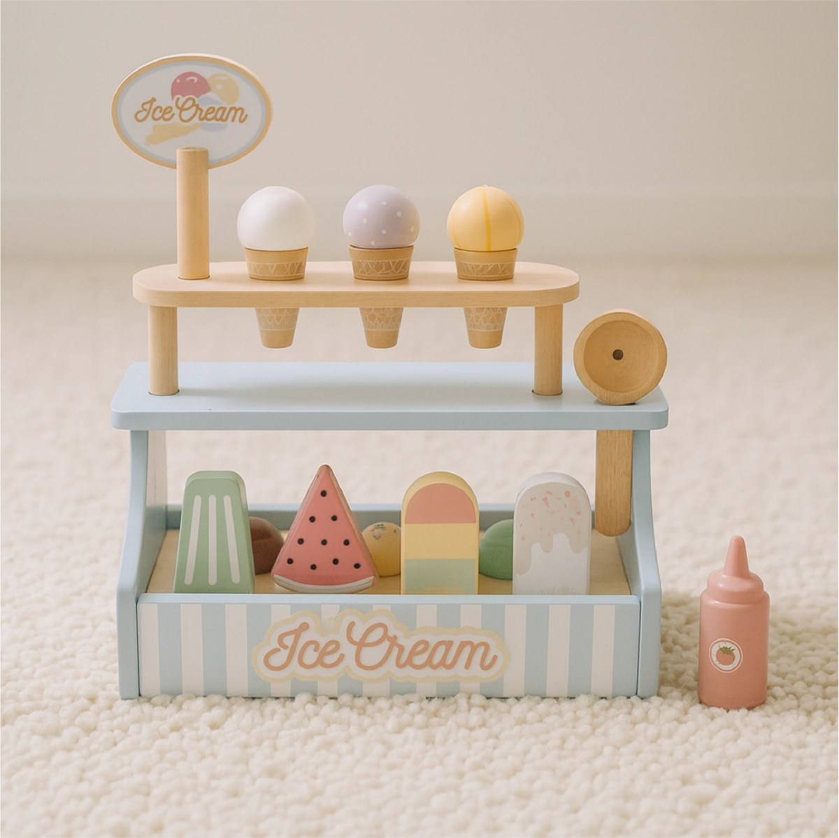 Houten ijswinkel voor Kinderen | Speelgoed IJskraam | Met IJsjes & Accessoires - Baby Doo