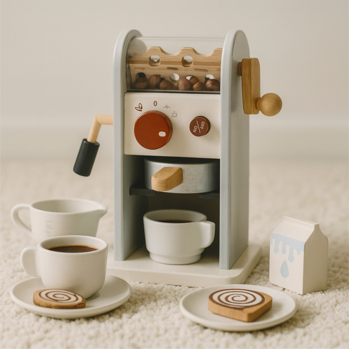 Houten Kinderkoffiezetapparaat | Speelgoed Koffiemachine | Met Accessoires - Baby Doo