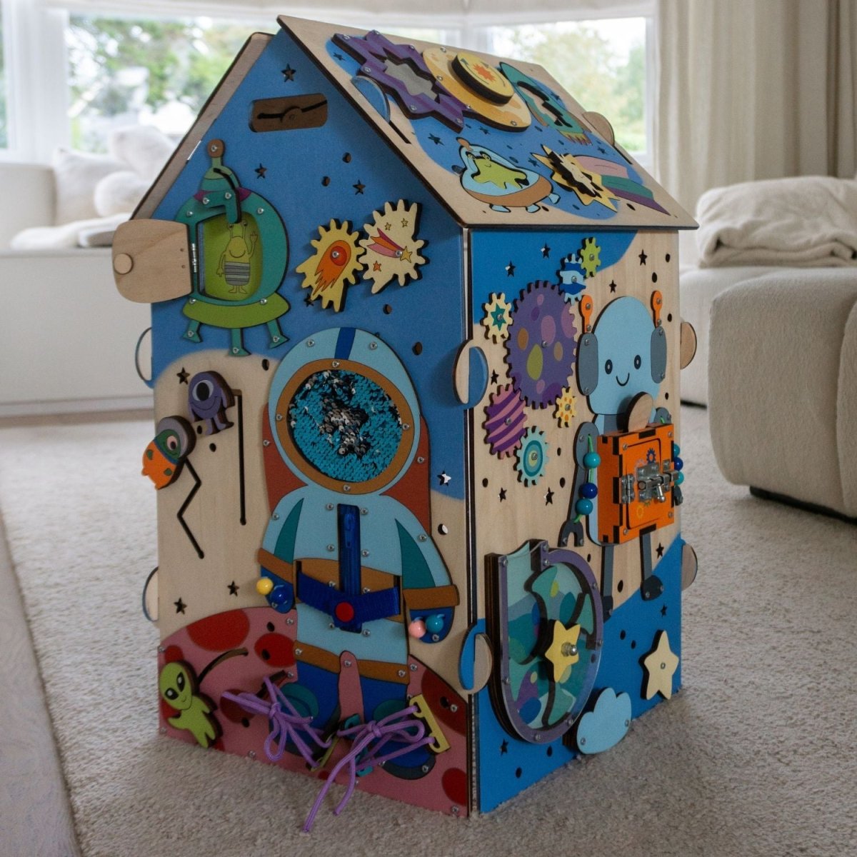 Houten Montessori Activiteitenhuis | Montessori Speelgoed | Educatief Speelgoed voor Motoriek & Vaardigheden - Baby Doo