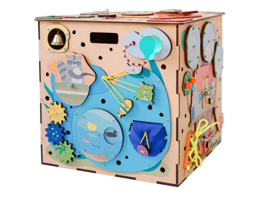 Houten Montessori Activiteitenkubus | Montessori Speelgoed | Educatief speelgoed voor Motoriek & Logisch Denken - Baby Doo