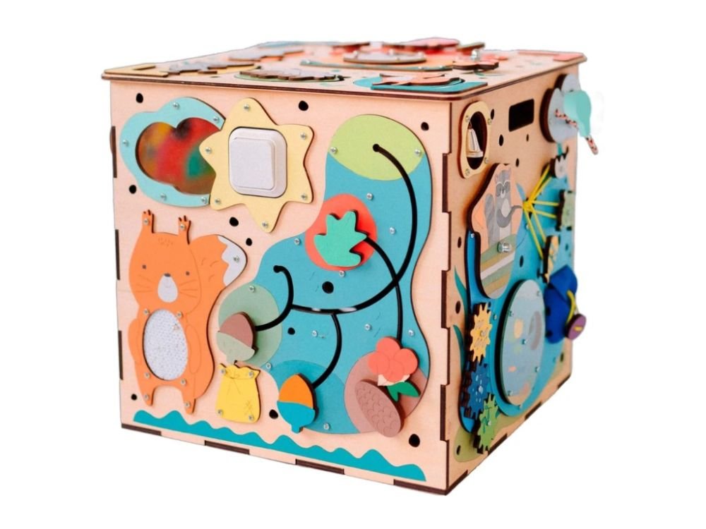 Houten Montessori Activiteitenkubus | Montessori Speelgoed | Educatief speelgoed voor Motoriek & Logisch Denken - Baby Doo