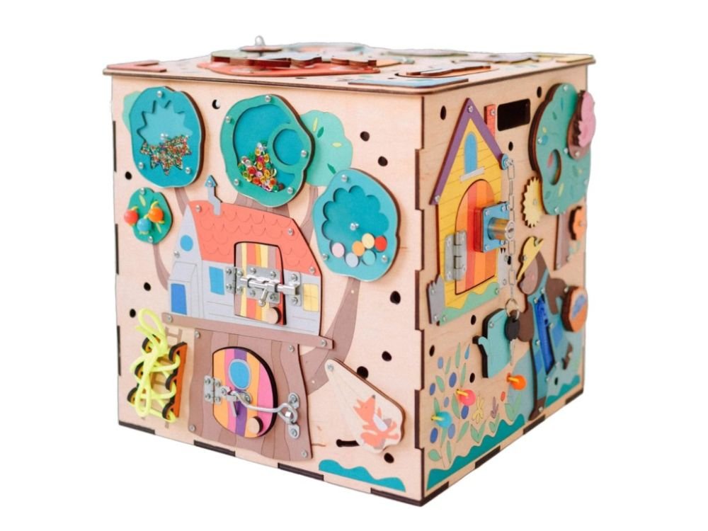 Houten Montessori Activiteitenkubus | Montessori Speelgoed | Educatief speelgoed voor Motoriek & Logisch Denken - Baby Doo