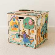 Houten Montessori Activiteitenkubus | Montessori Speelgoed | Educatief speelgoed voor Motoriek & Logisch Denken - Baby Doo