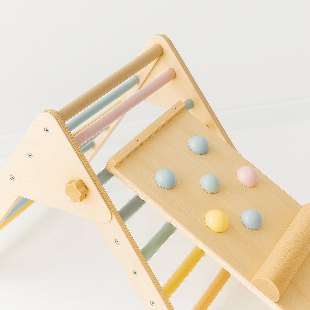 Houten Montessori Klimrek Pikler Driehoek | Met 2 - in - 1 Glijbaan & Klimwand | Indoor Klimrek Speelgoed 1+ - Baby Doo