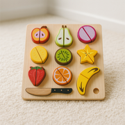 Houten Snijfruit Set met Snijplank & Mes | Speelgoed voor Motoriek - Baby Doo