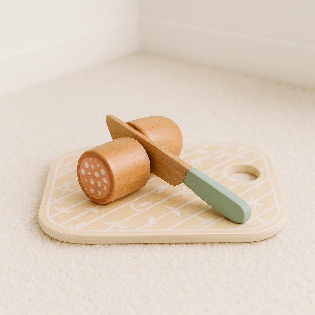 Houten Speelgoed Keuken Accessoires | Snijset met Fruit, Groente & Vis - Baby Doo