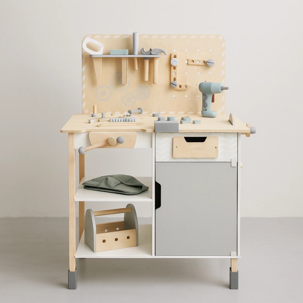 Houten Speelgoed Werkbank | Complete Kinderwerkbank met Gereedschap - Baby Doo
