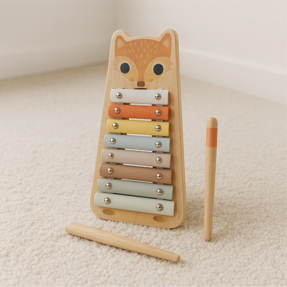 Houten Xylofoon Vos | Houten Muziekinstrument | Stimuleert Muziek & Motoriek - Baby Doo