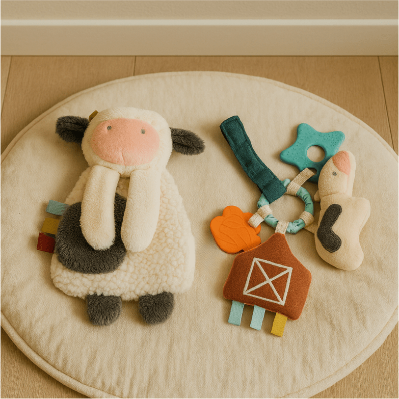 Kraamcadeau Set | Koe Thema | Origineel Babycadeau met Knuffel & Bijtring - Baby Doo