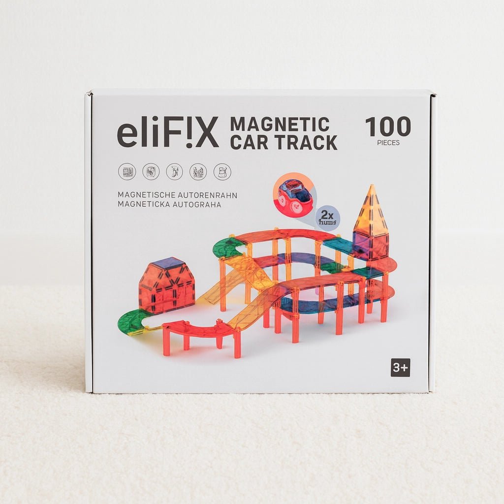 Magnetische Autobaan Bouwset 100 - delig | Magnetische Tegels met Bruggen & Verkeersborden | Magnetisch Speelgoed 3+ - Baby Doo