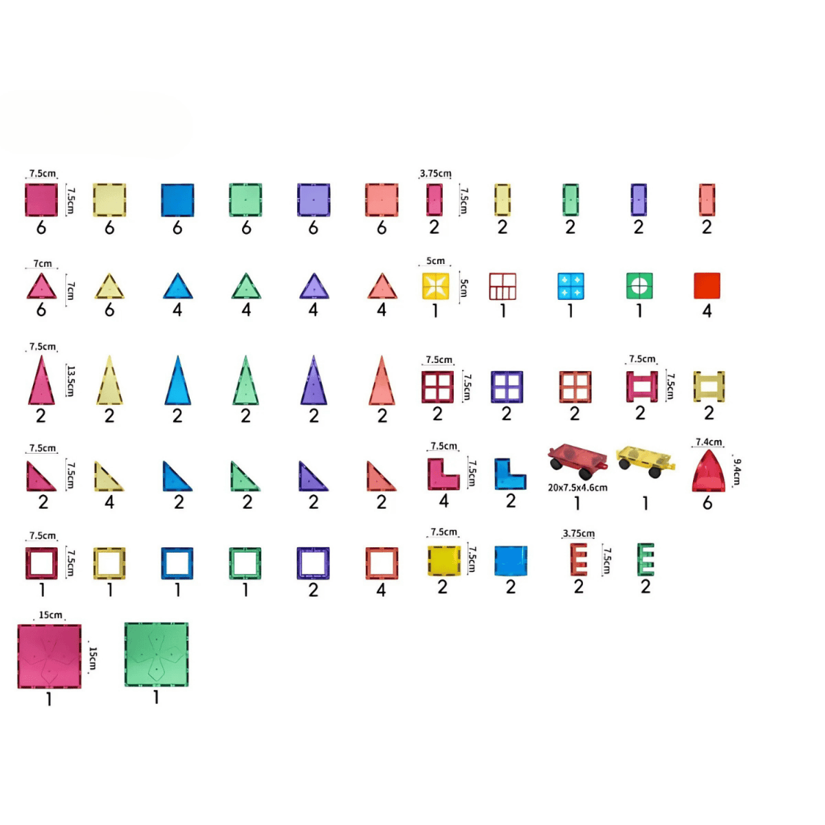 Magnetische Tegels Bouwset 152 - delig | XXL Set met Wielen, Ramen & Deuren | Magnetisch Speelgoed 3+ - Baby Doo