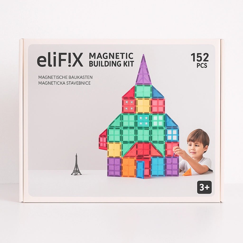 Magnetische Tegels Bouwset 152 - delig | XXL Set met Wielen, Ramen & Deuren | Magnetisch Speelgoed 3+ - Baby Doo