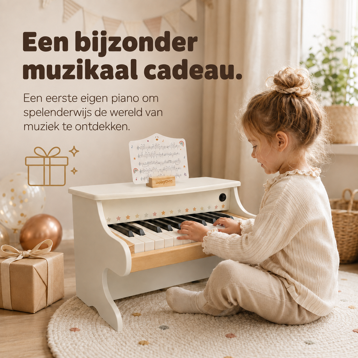 Houten kinderpiano van Baby Doo als cadeau voor een verjaardag of de feestdagen
