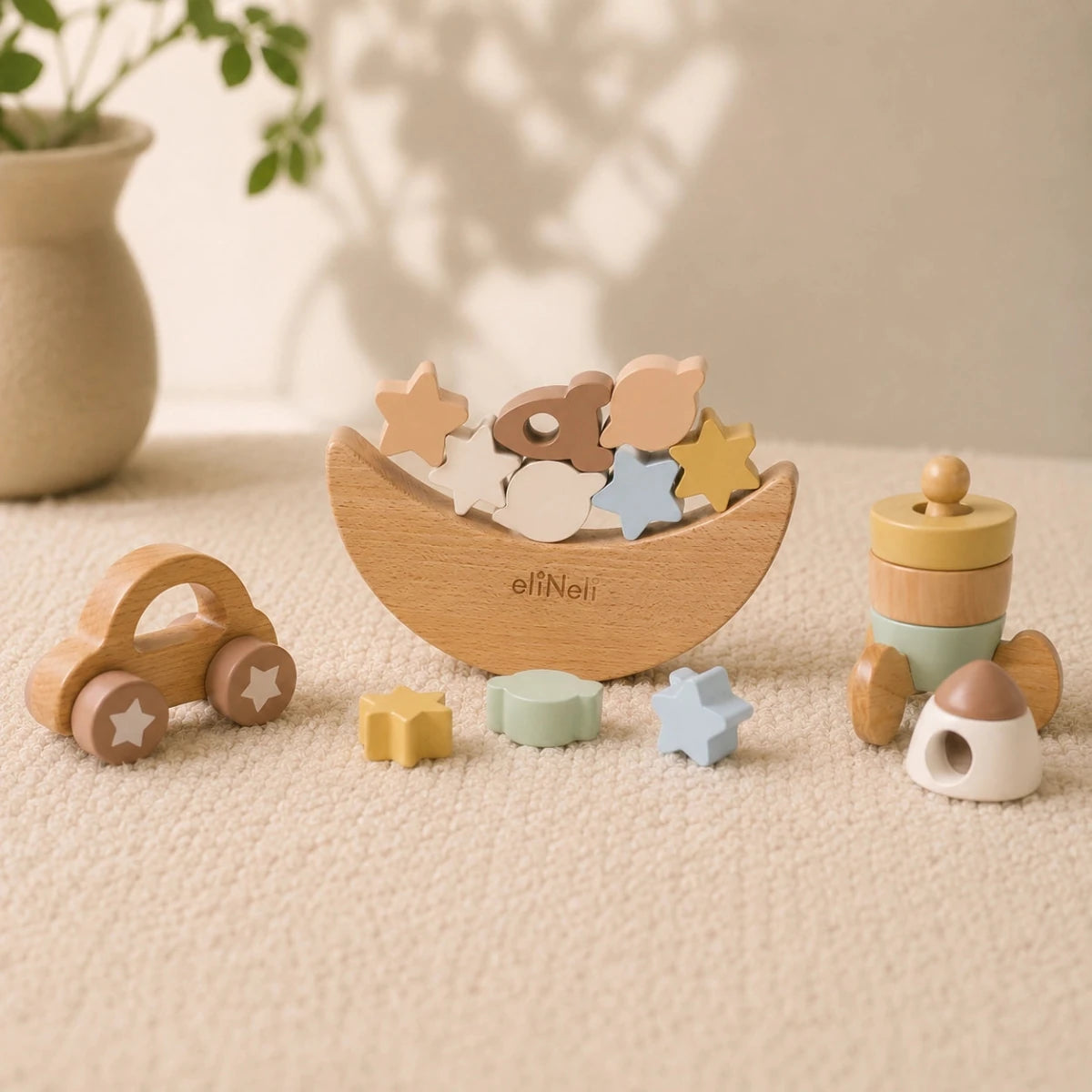 3 in 1 Houten Speelgoed Set voor Fijne Motoriek vanaf 1 Jaar - Baby Doo
