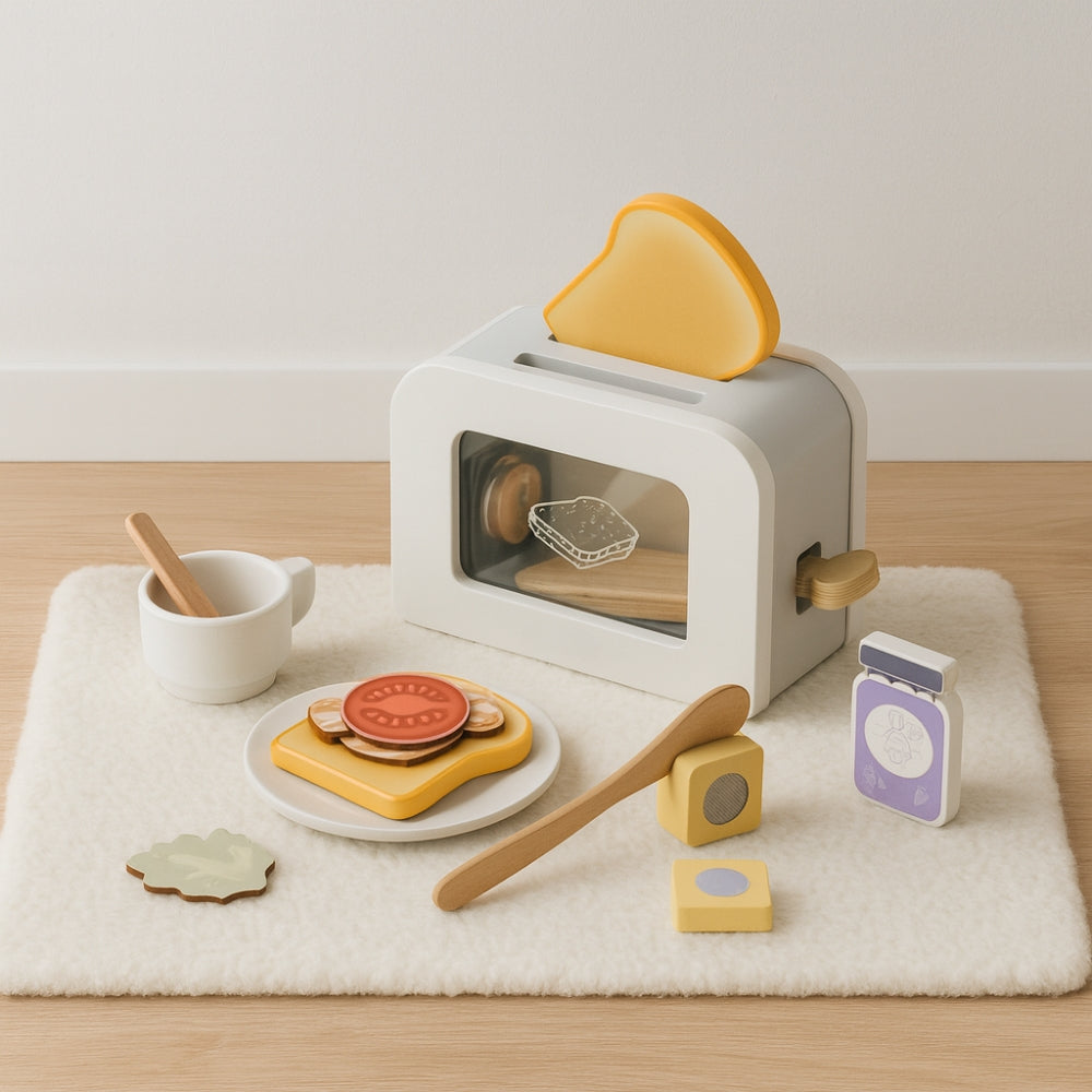 Houten Broodrooster Set | Speelgoed Keuken Accessoires voor Kinderen
