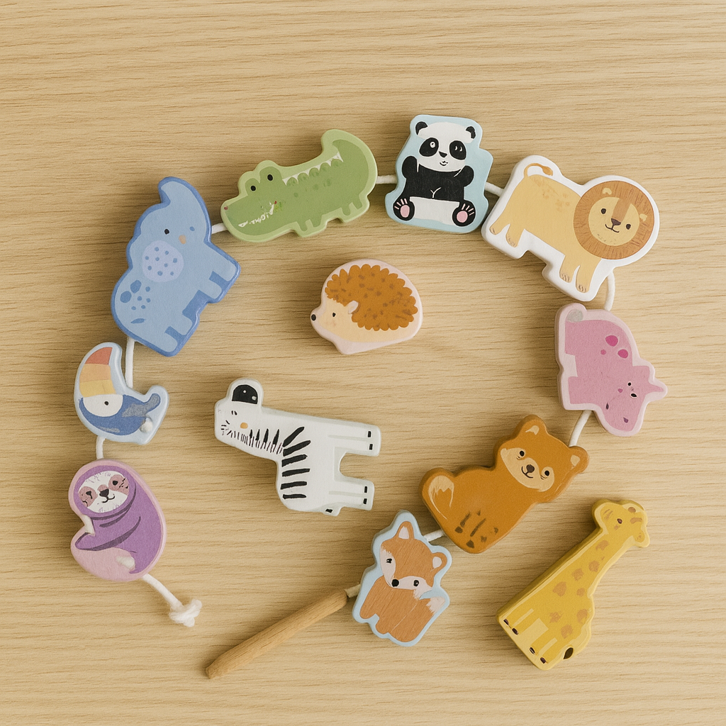 Houten Rijgspel Dieren | Montessori Rijgspeelgoed Peuters