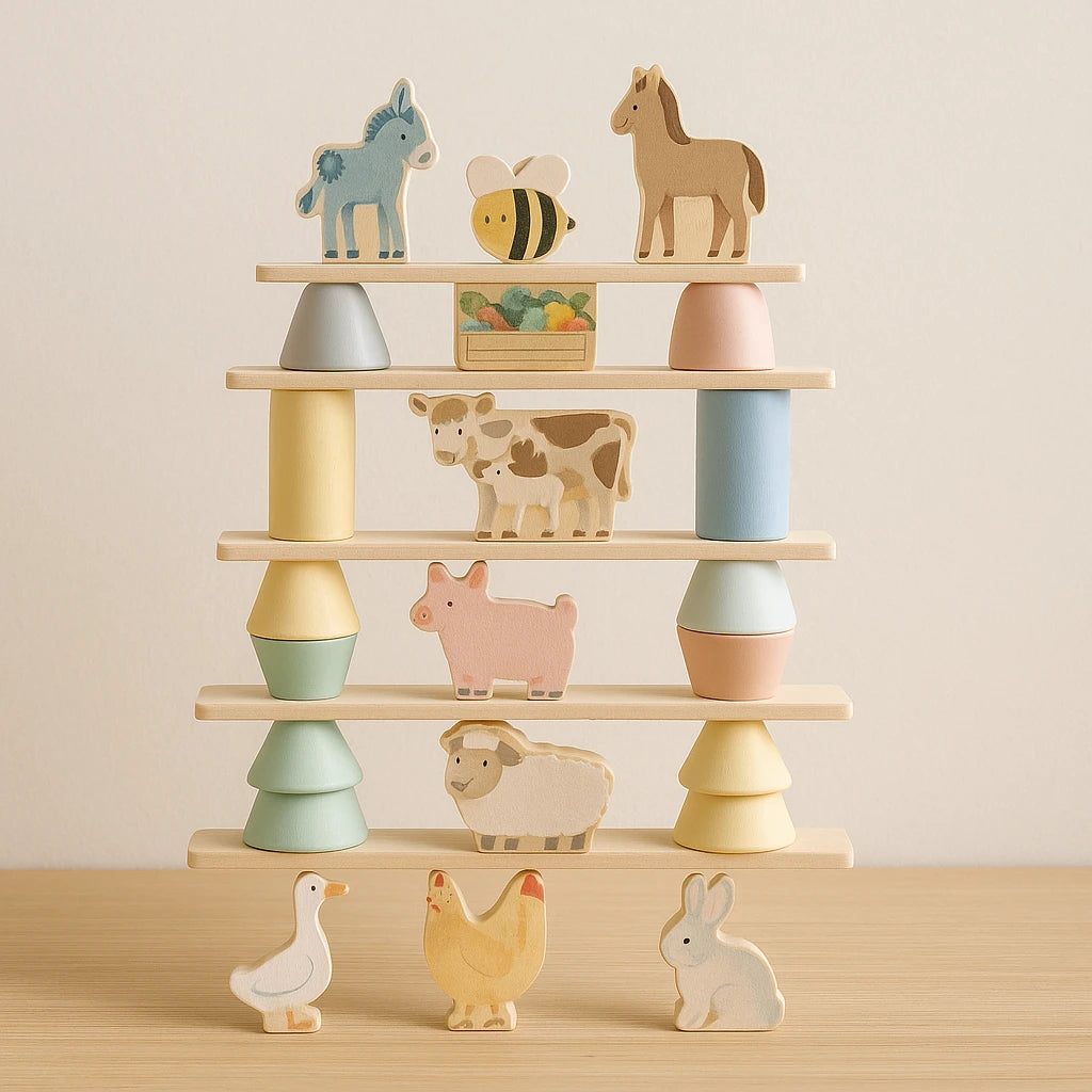 Houten Dieren Balans Spel | Stapelspeelgoed & Evenwichtsspel