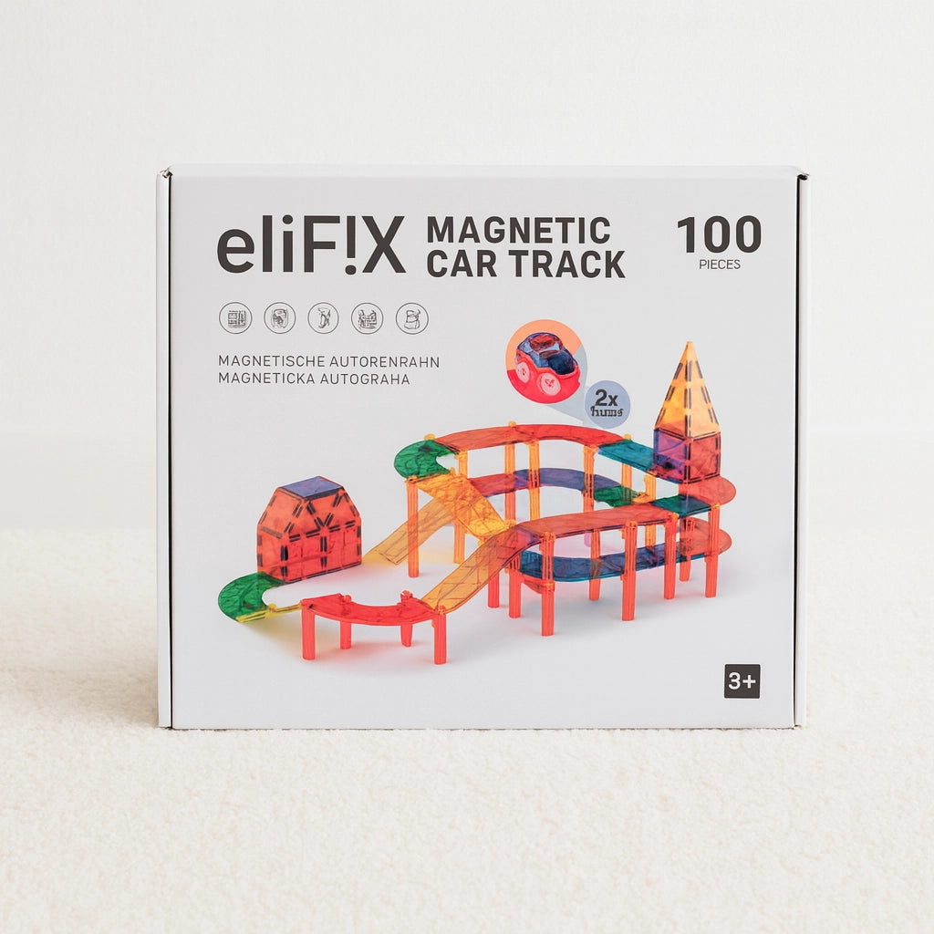 Magnetische Autobaan Bouwset 100-delig | Magnetische Tegels met Bruggen & Verkeersborden | Magnetisch Speelgoed 3+
