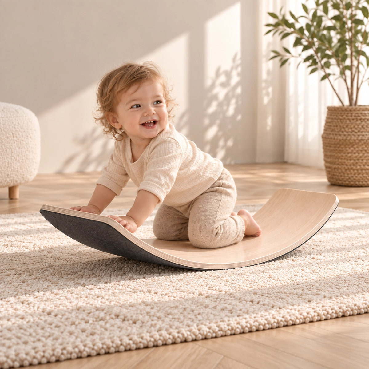 Balance Board | Houten Balansbord met Zachte Onderlaag | Wiebelplank