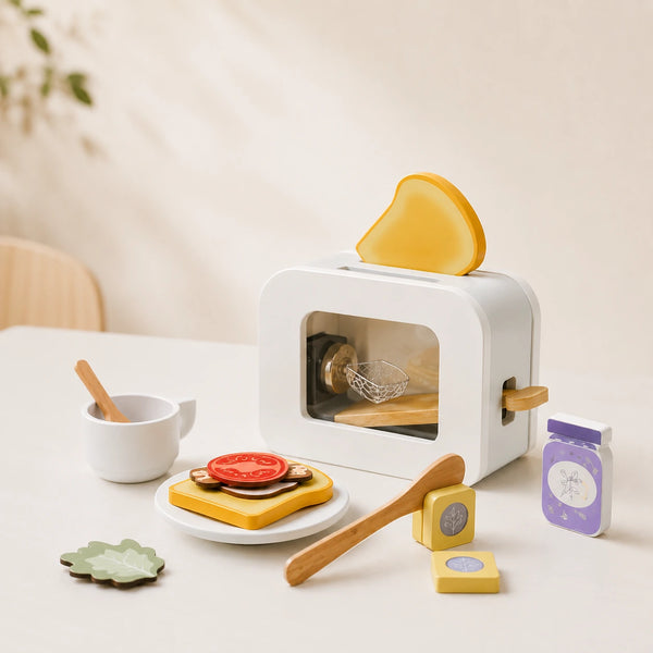 Houten Broodrooster Set | Speelgoed Keuken Accessoires voor Kinderen