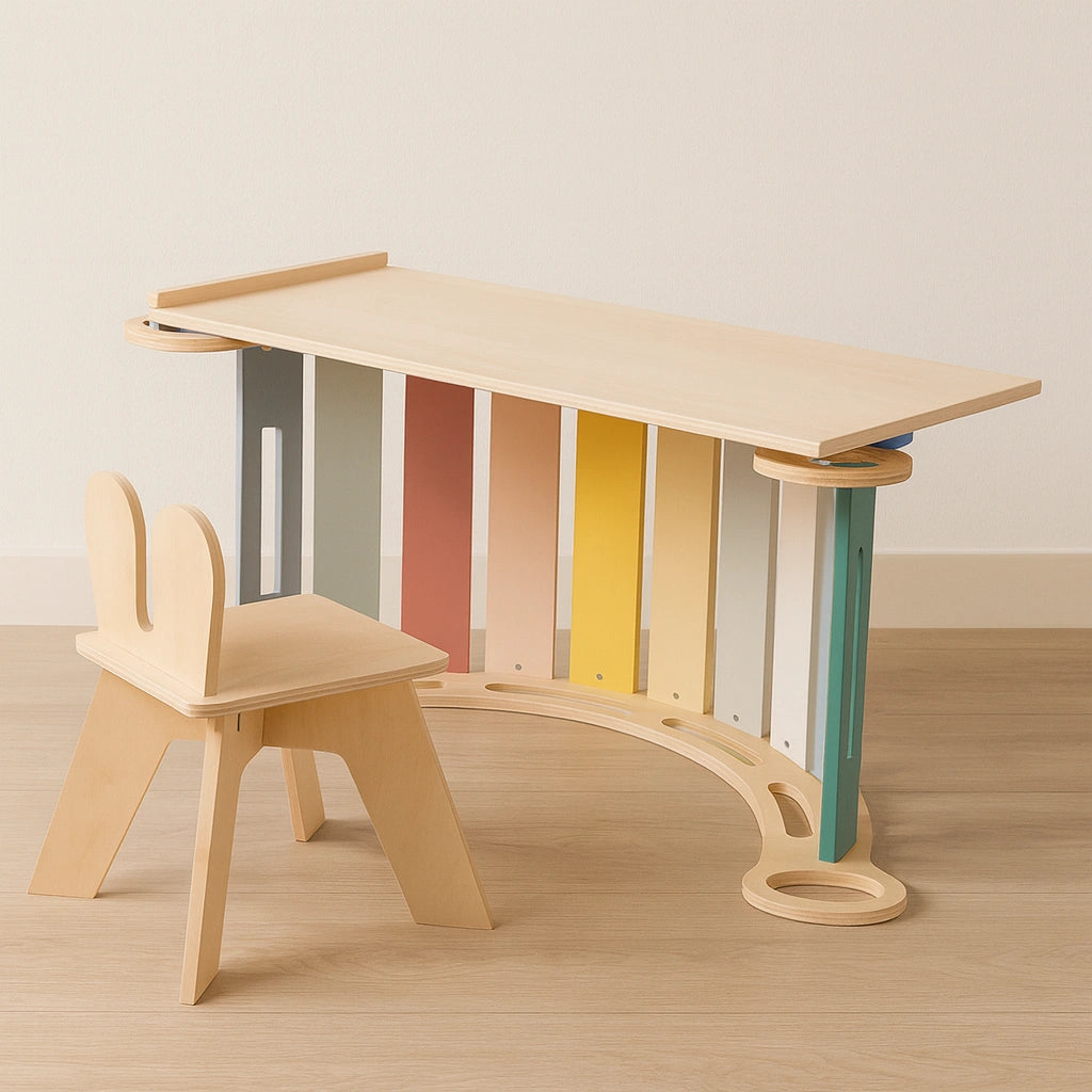 Houten Klimboog Speelset 6‑in‑1 | Inclusief Glijplank & Stoeltje | De Wibbi