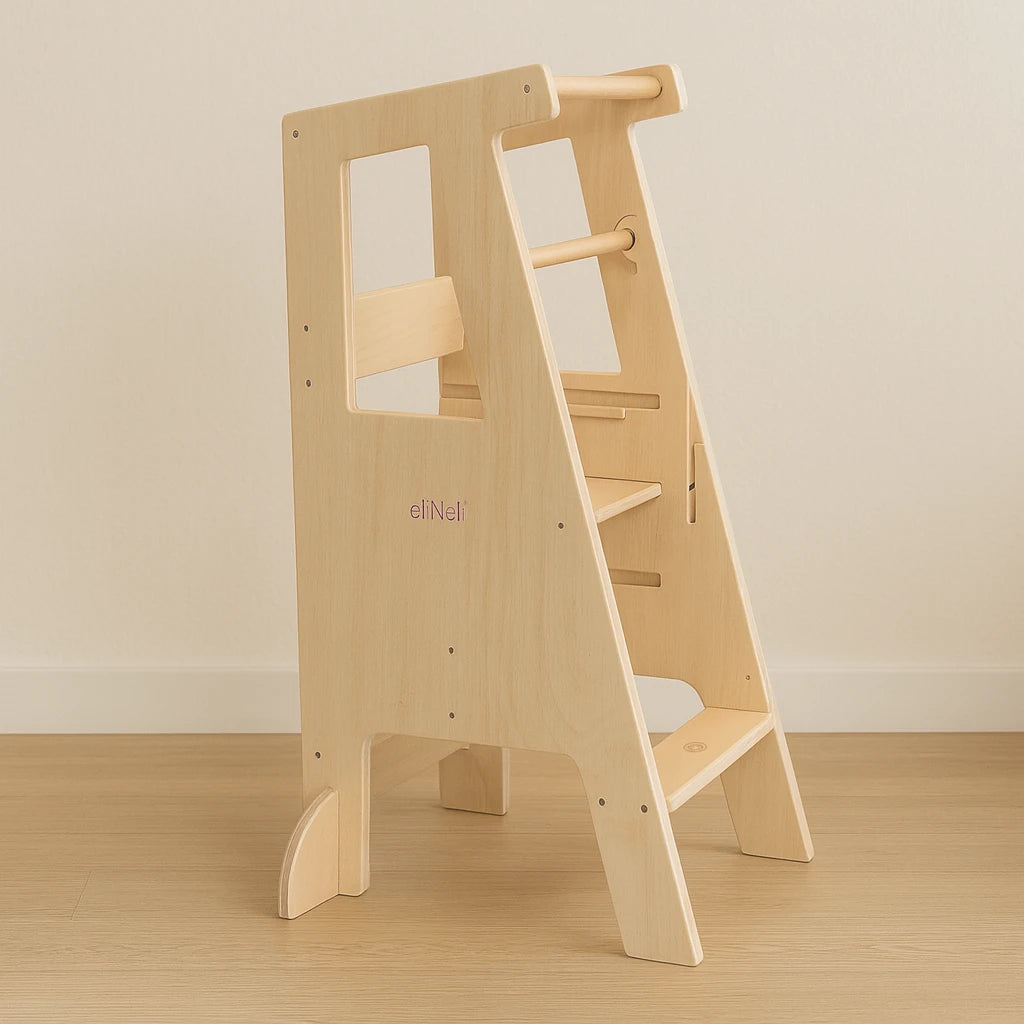 Houten Leertoren 3-in-1 met Stabilisatie | Montessori Keukentoren