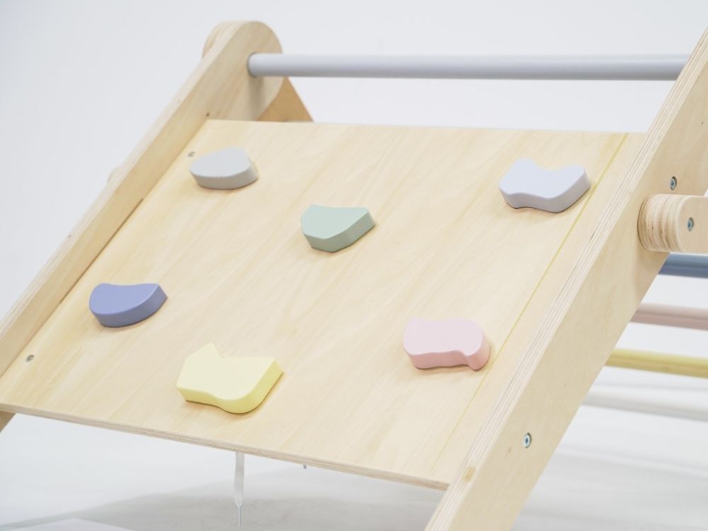 Houten Montessori Pikler Driehoek 3-in-1 | Klimrek, Glijbaan & Activiteitenbord