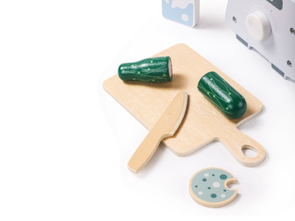Houten Smoothie Blender Speelset | Met Accessoires & Snijfruit | Montessori Keukenspeelgoed