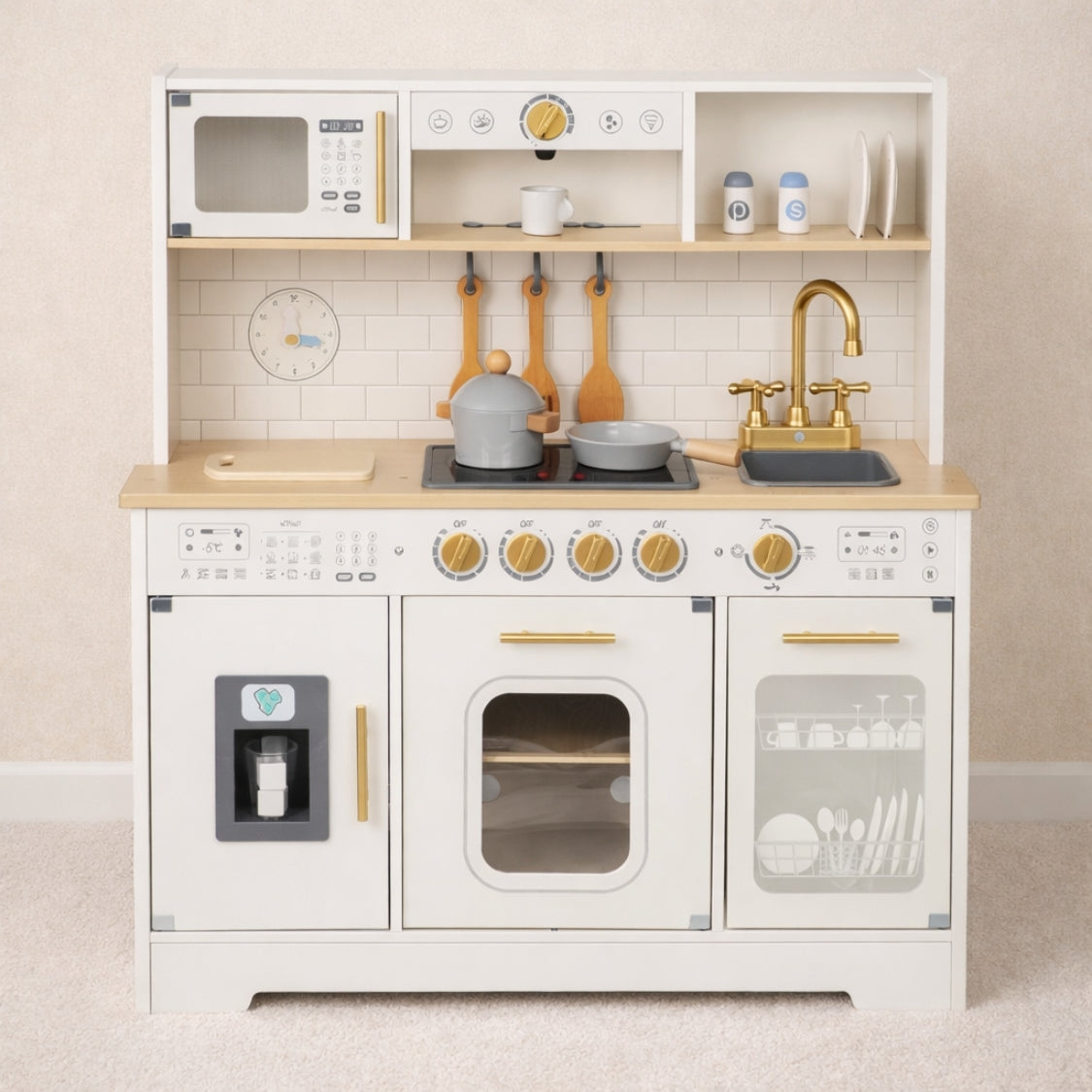 Houten Speelgoedkeuken | Luxe Variant | Inclusief 9 Accessoires