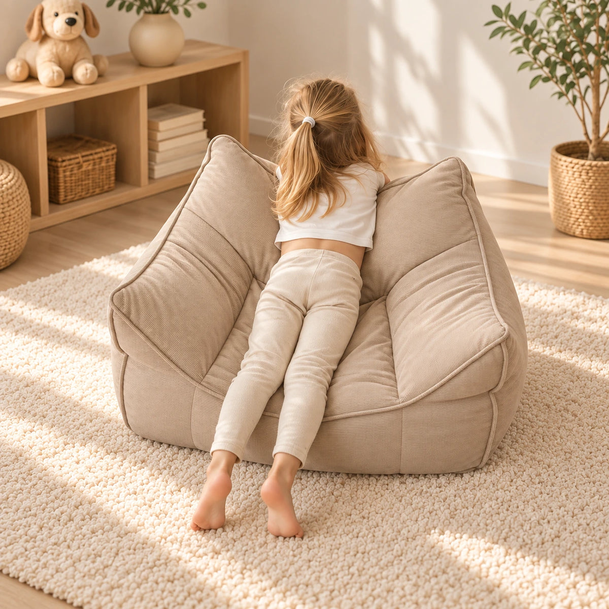 Kinderfauteuil Ribstof | Zachte Kinderstoel vanaf 1 Jaar