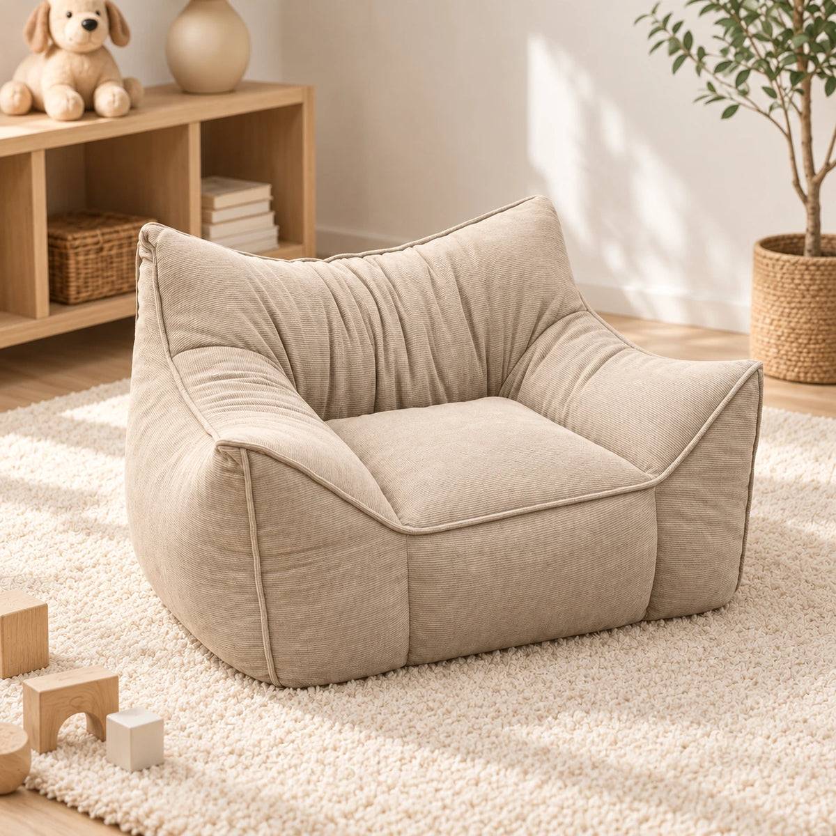 Kinderfauteuil Ribstof | Zachte Kinderstoel vanaf 1 Jaar