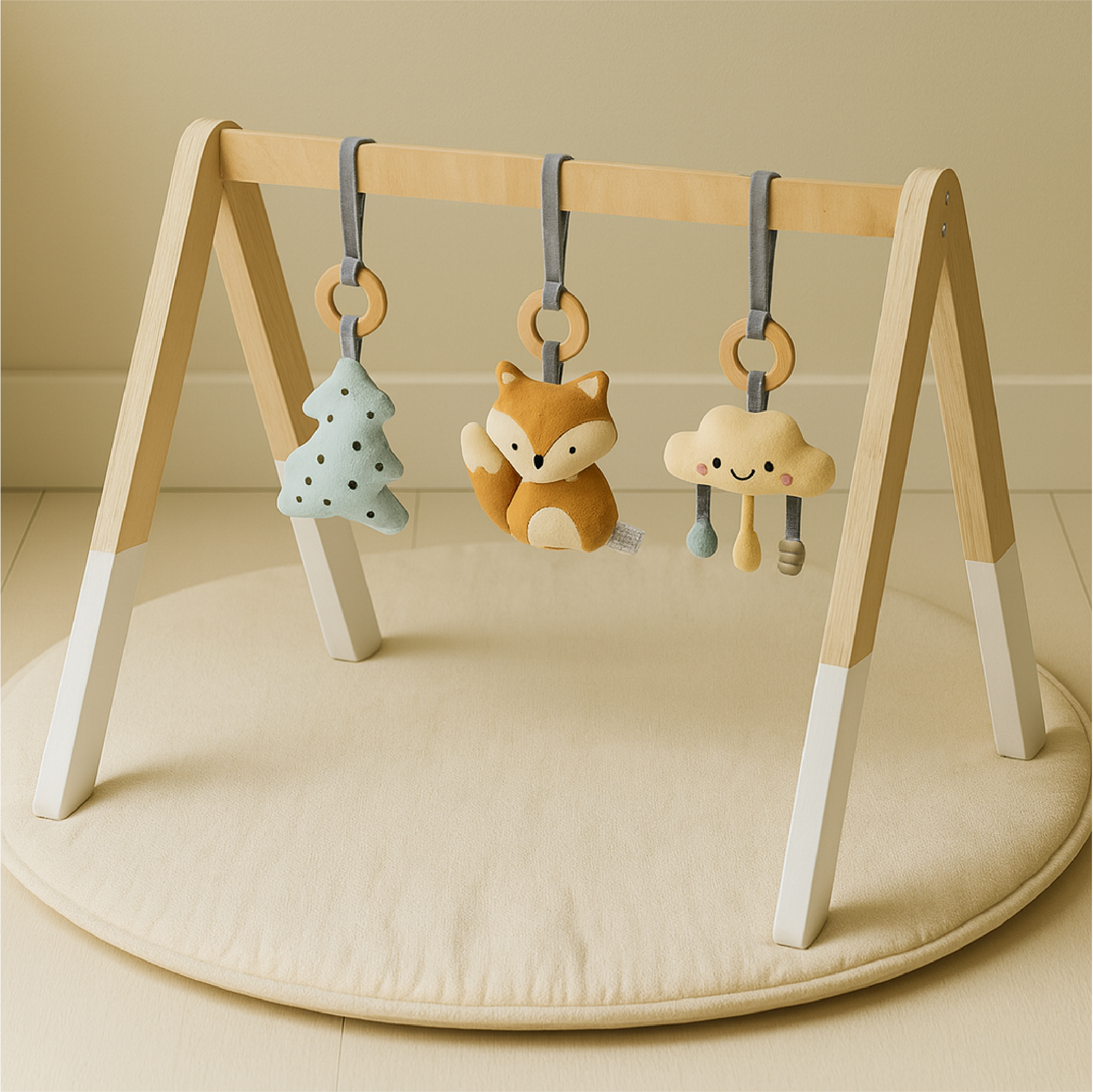 Houten Baby Gym | Stijlvol Kraamcadeau | Inclusief 3 Hangspeeltjes