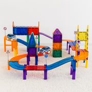 Magnetische Autobaan Bouwset 100-delig | Magnetische Tegels met Bruggen & Verkeersborden | Magnetisch Speelgoed 3+