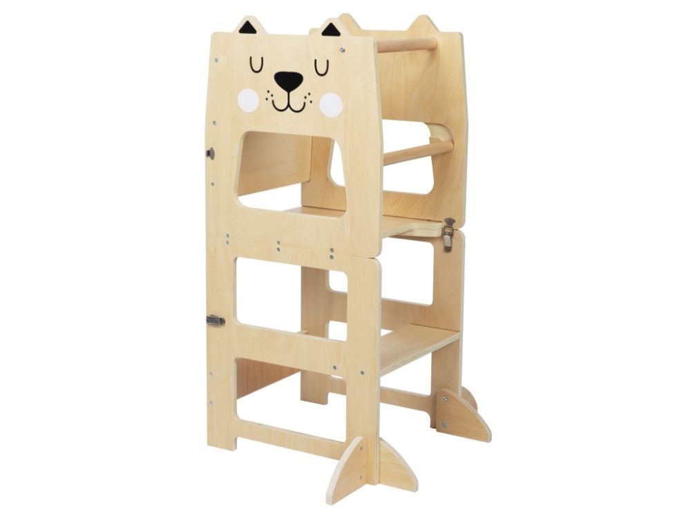 Montessori 4-in-1 Speeltoren Kat | Multifunctioneel Kindermeubel van Hout