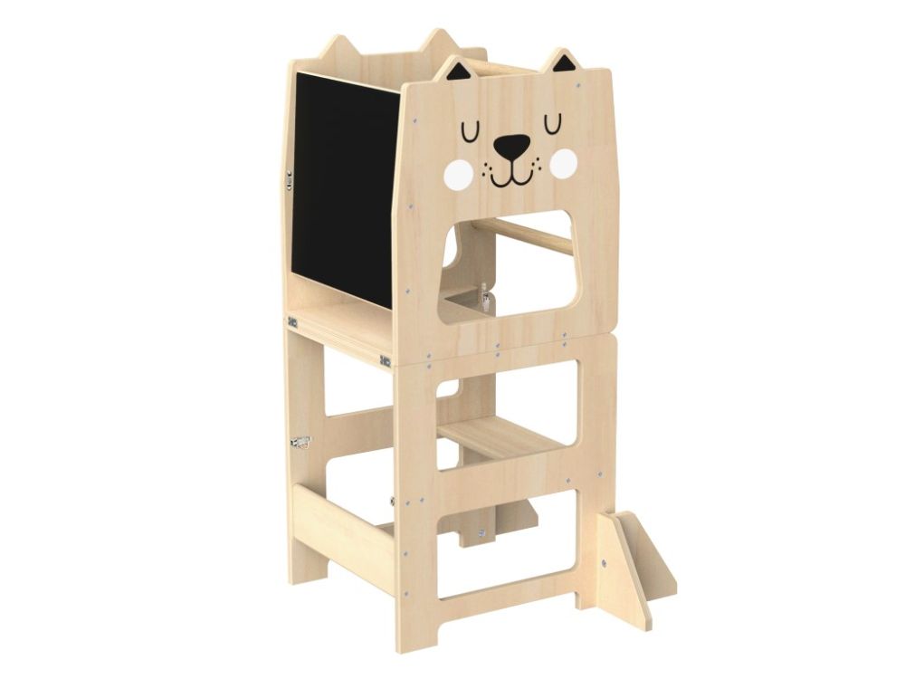 Montessori 4-in-1 Speeltoren Kat | Multifunctioneel Kindermeubel van Hout