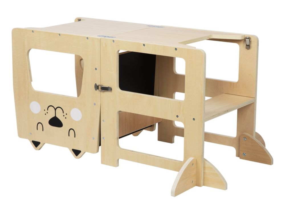 Montessori 4-in-1 Speeltoren Kat | Multifunctioneel Kindermeubel van Hout