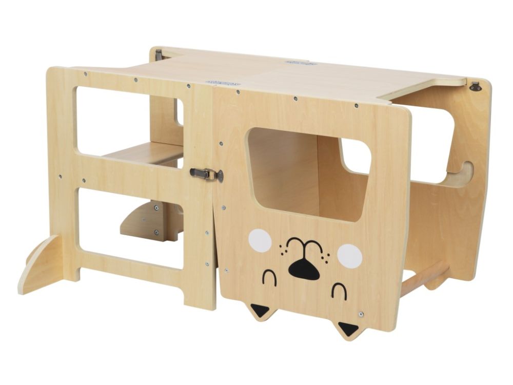 Montessori 4-in-1 Speeltoren Kat | Multifunctioneel Kindermeubel van Hout