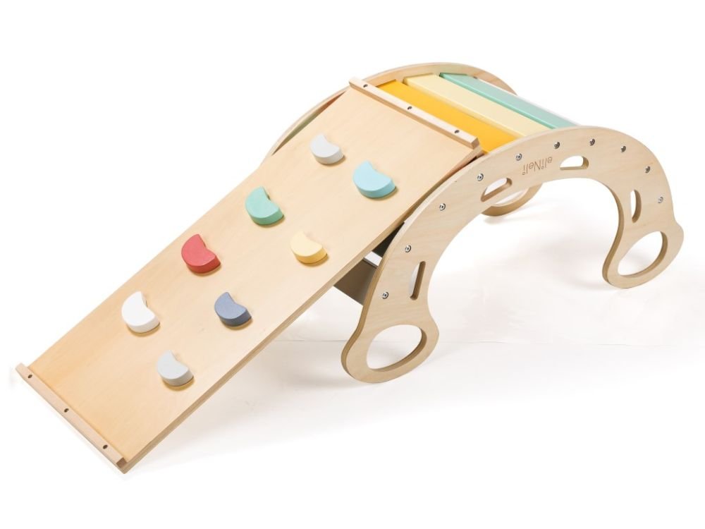 Houten 3‑in‑1 Klim - & Glijplank | Voor Wibbi & Montessori Klimboog - Baby Doo