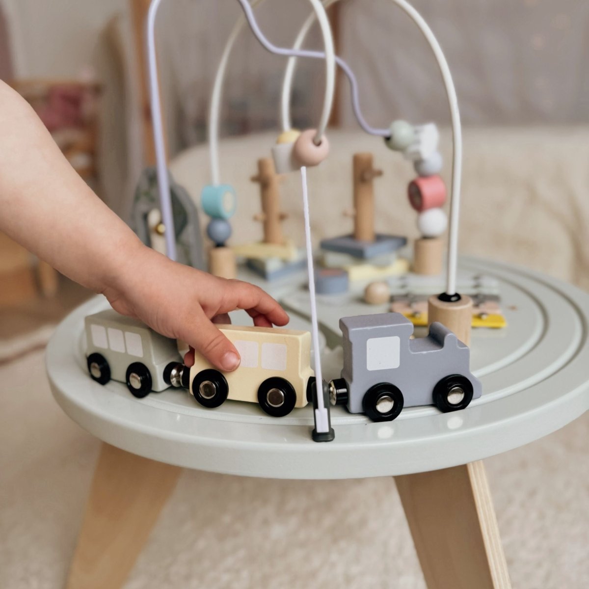 Houten Activiteitentafel | Montessori Speeltafel met Kralenbaan & Xylofoon - Baby Doo