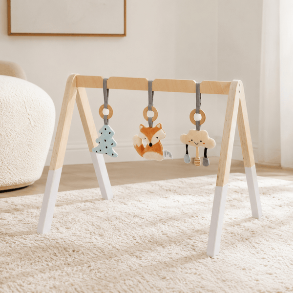 Houten Baby Gym | Stijlvol Kraamcadeau | Inclusief 3 Hangspeeltjes - Baby Doo