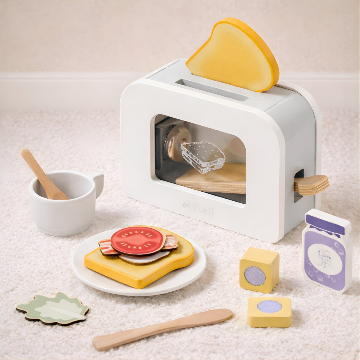 Houten Broodrooster Set | Speelgoed Keuken Accessoires voor Kinderen - Baby Doo