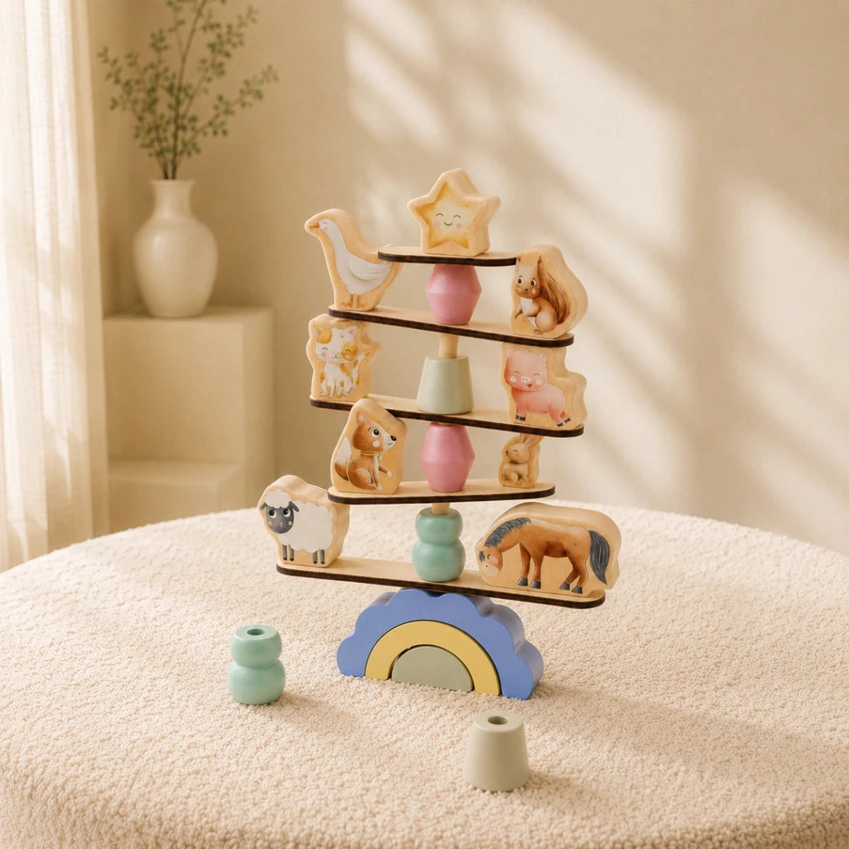 Houten Dieren Balans Spel | Balansspeelgoed Peuter Montessori - Baby Doo