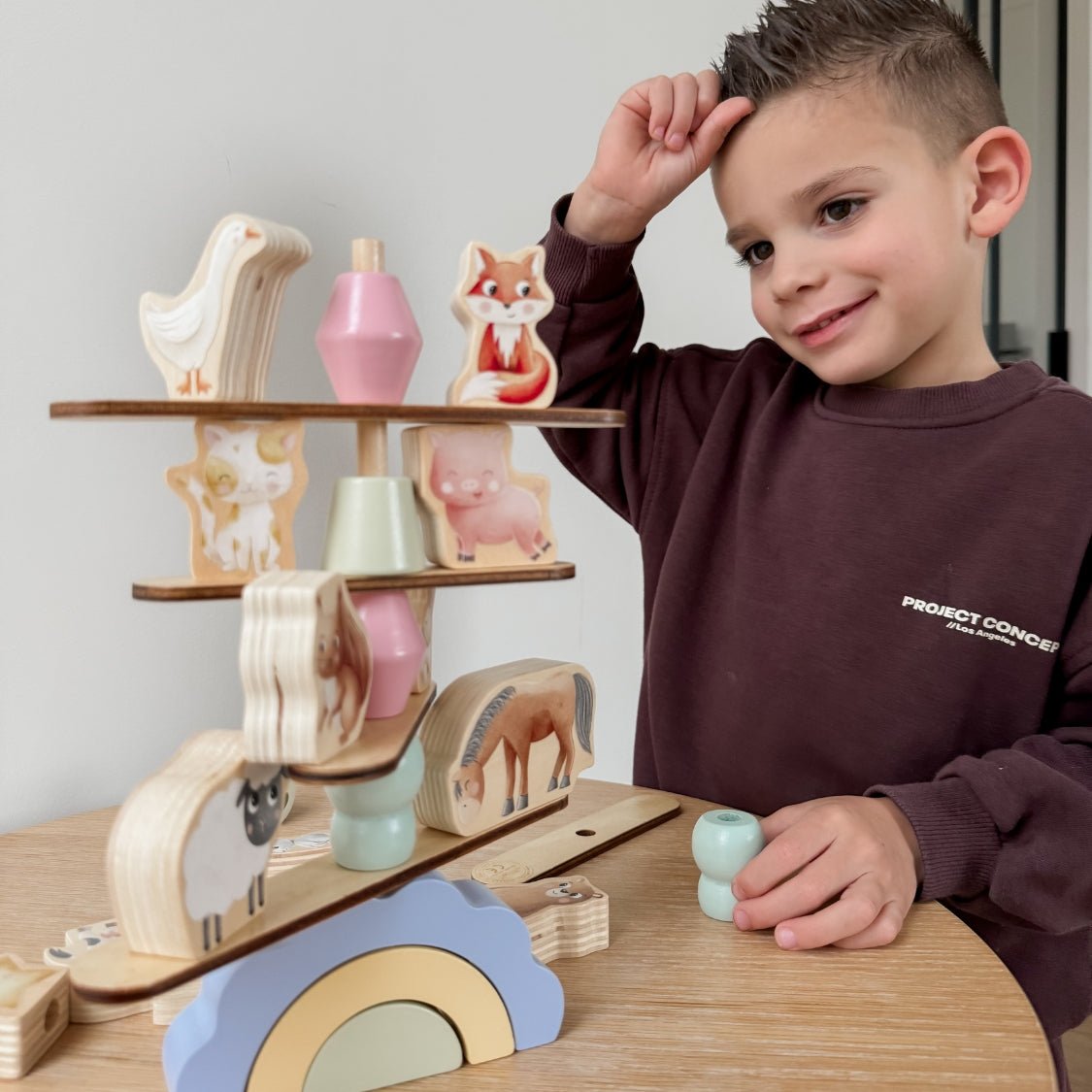 Houten Dieren Balans Spel | Balansspeelgoed Peuter Montessori - Baby Doo