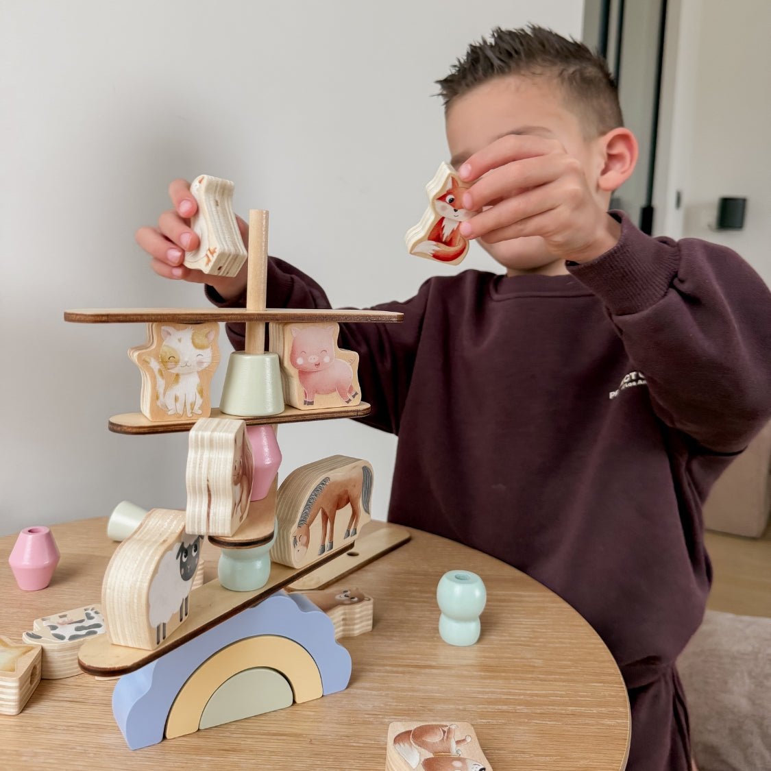 Houten Dieren Balans Spel | Balansspeelgoed Peuter Montessori - Baby Doo