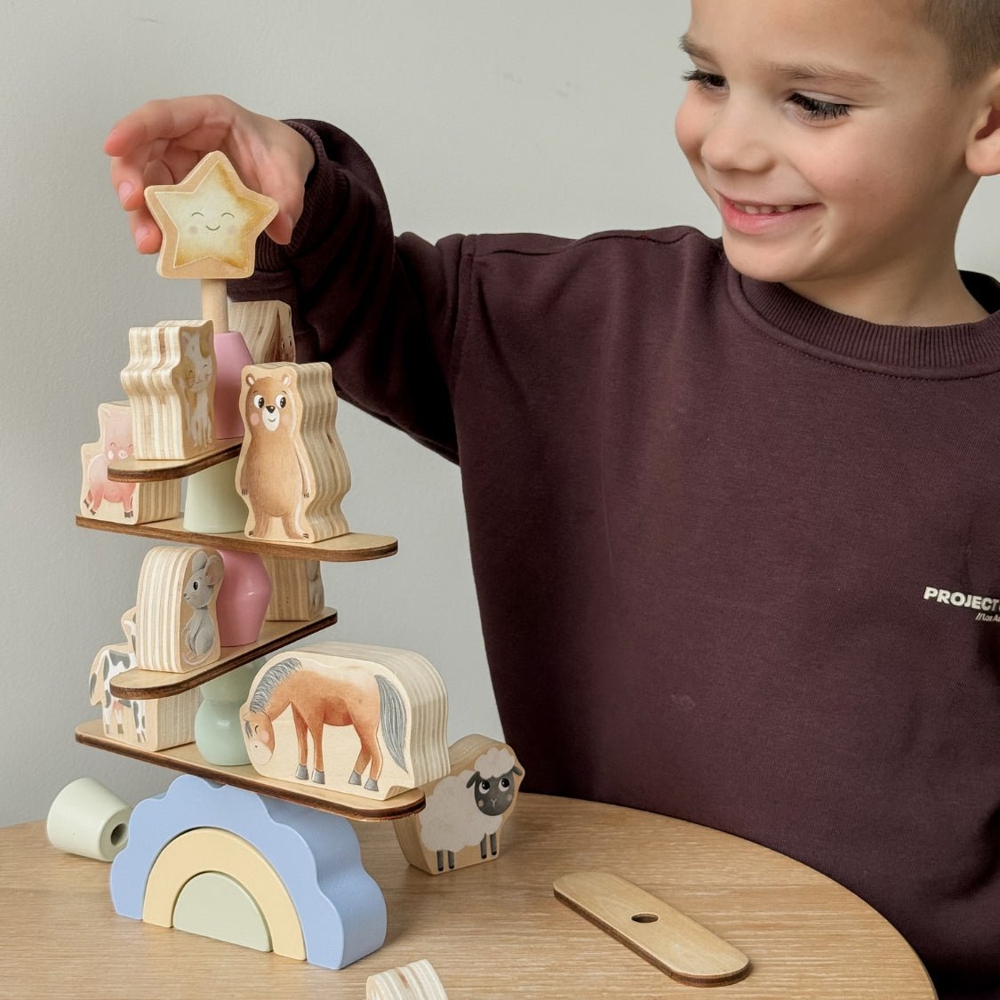 Houten Dieren Balans Spel | Balansspeelgoed Peuter Montessori - Baby Doo