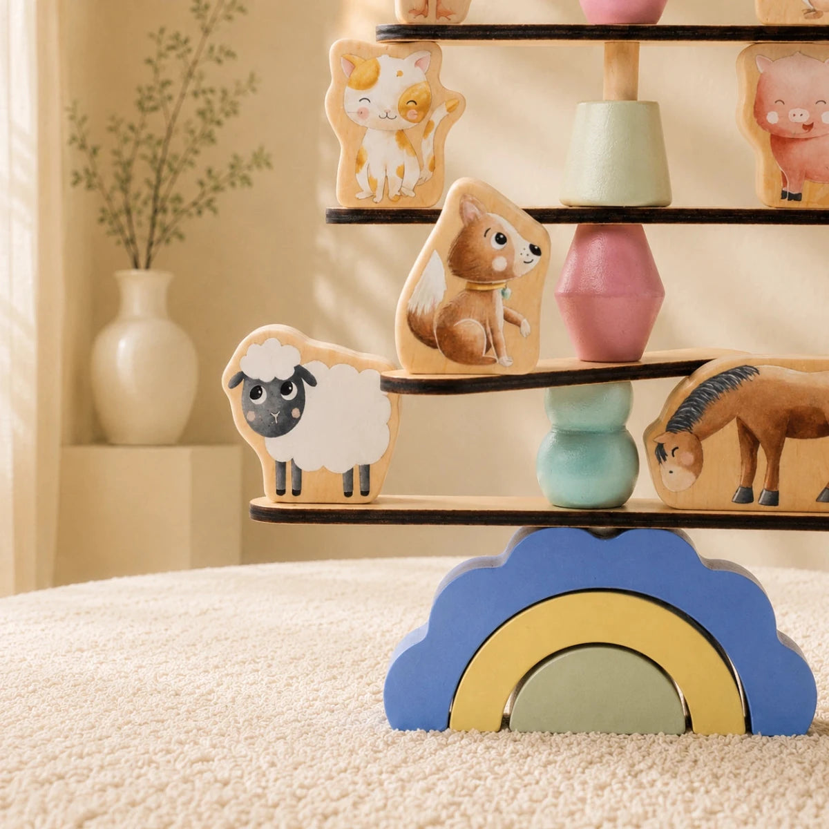 Houten Dieren Balans Spel | Balansspeelgoed Peuter Montessori - Baby Doo