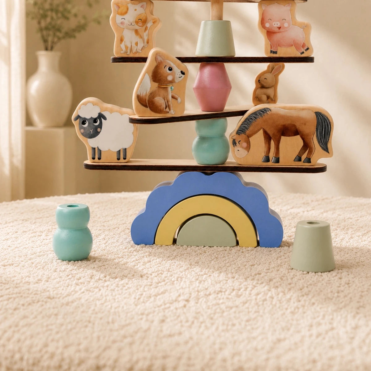 Houten Dieren Balans Spel | Balansspeelgoed Peuter Montessori - Baby Doo